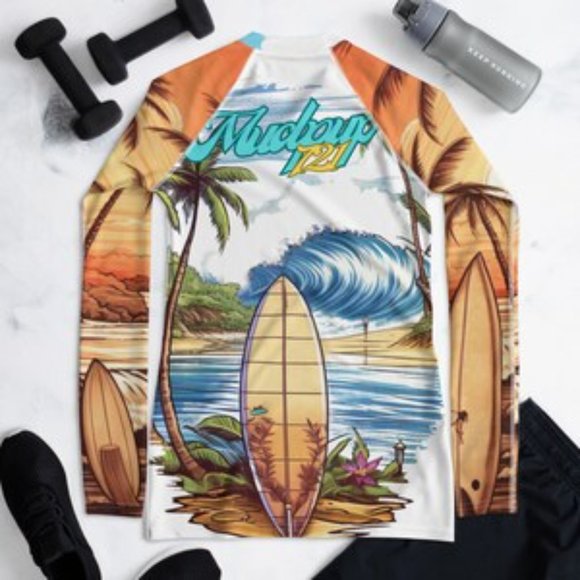 MUDPUPs Surf & Sand Crop Top Rashguard for Surfer Girl Vacay Shirt for Surfing - Picture 5 of 10